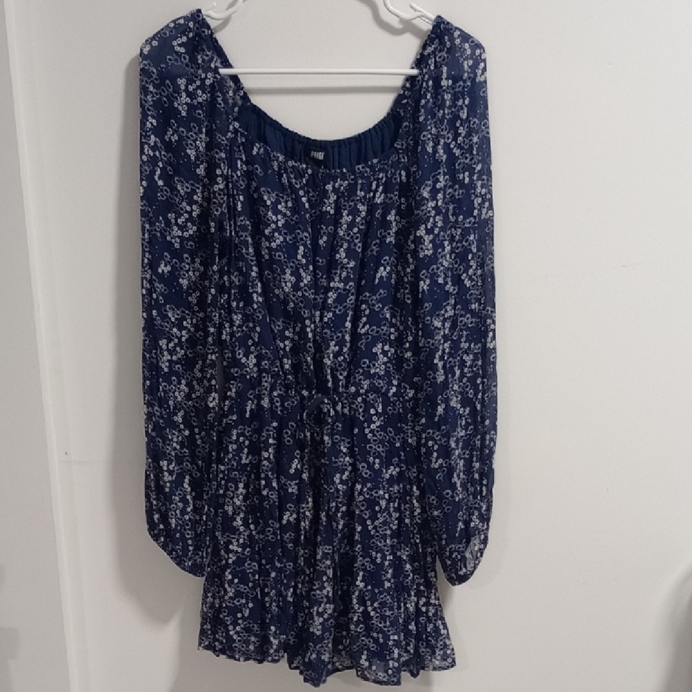 PAIGE Navy Blue Dress with Floral Accents
